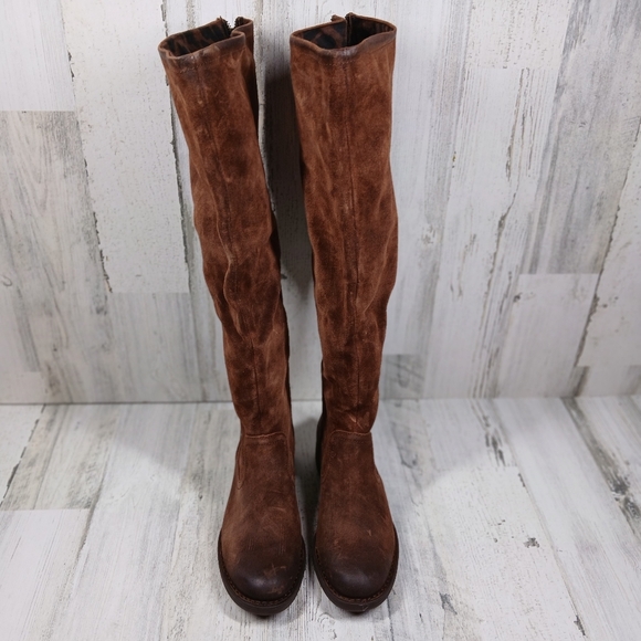 New Born Brown Borman Leather Over the Knee Winter Boots #1420 - Picture 3 of 12